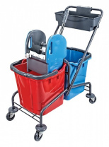 Тележка двухведерная 2х25л. (каркас металл) отжим MPP793 пластик+доп.контейнер СК754/ 01332 Тележка двухведерная 2х25л. (каркас металл) отжим MPP793 пластик+доп.контейнер СК754/ 01332
